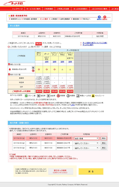 きっぷの選択