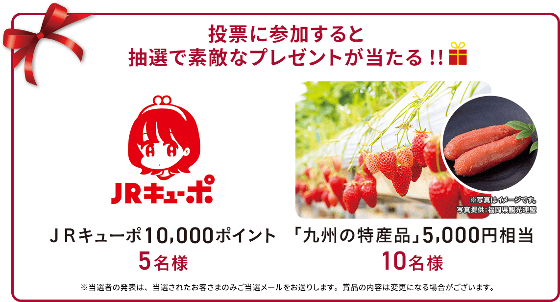 投票に参加すると抽選で素敵なプレゼントが当たる！！