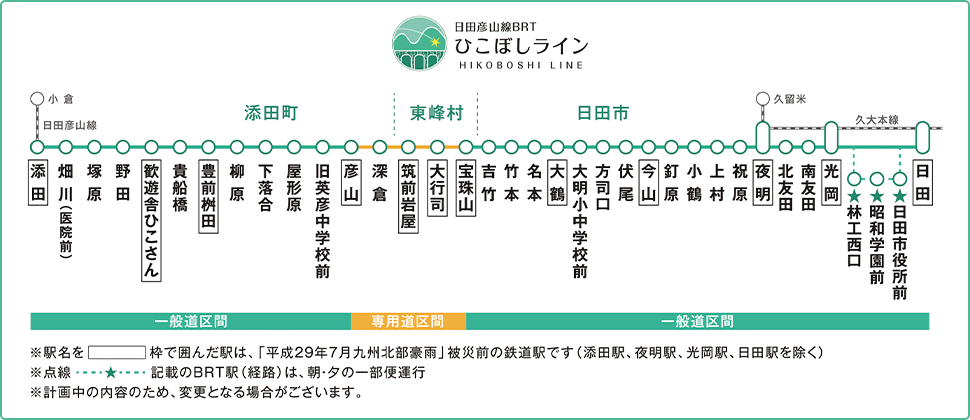 日田彦山線BRT ひこぼしライン HIKOBOSHI LINE 図