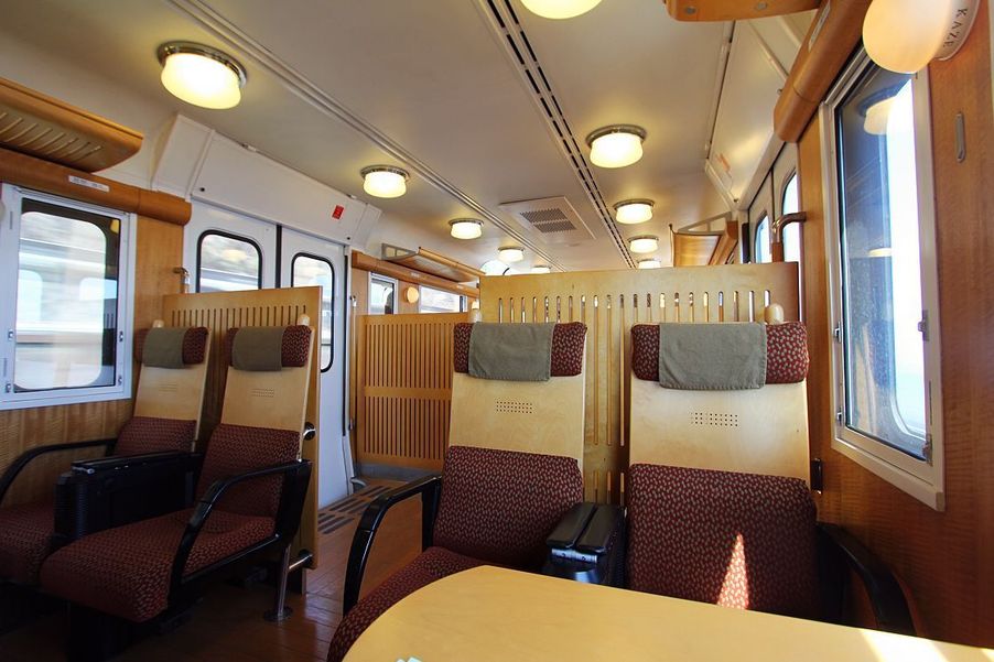 The train's elegant interior