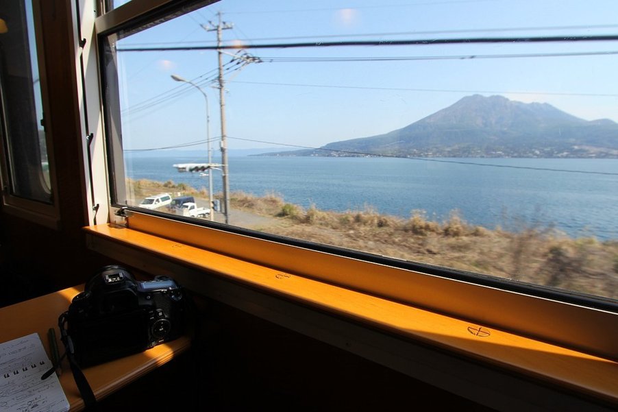 Stunning views of Sakurajima along the coast