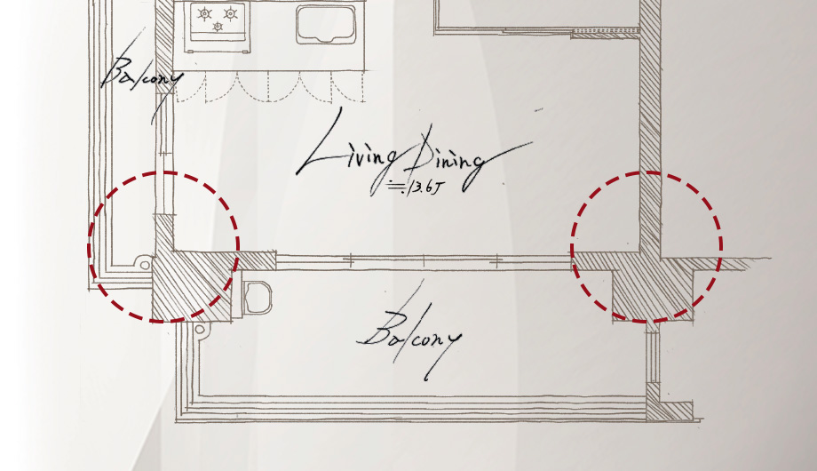 部屋の四隅全てがアウトフレーム