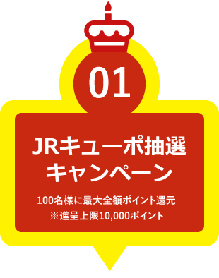 JRキューポ抽選キャンペーン 100名様に最大全額ポイント還元※進呈上限10,000ポイント
