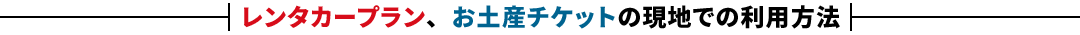 レンタカープラン、お土産チケットの現地での利用方法